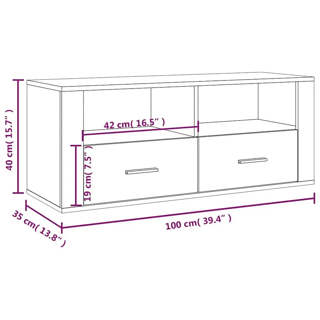 TV Cabinet Smoked Oak Media Storage Unit Drawers Compartments Living Room