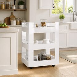 Kitchen Trolley with 3 Shelves 60x45x80cm White Storage Cart