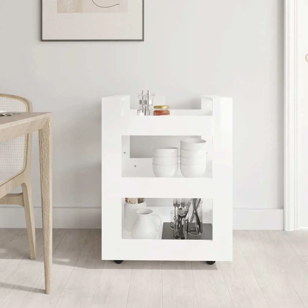 Kitchen Trolley with 3 Shelves 60x45x80cm White Storage Cart