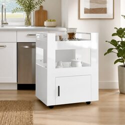 Kitchen Trolley Dimensions: 60x45x80cm, White, 2 Shelves