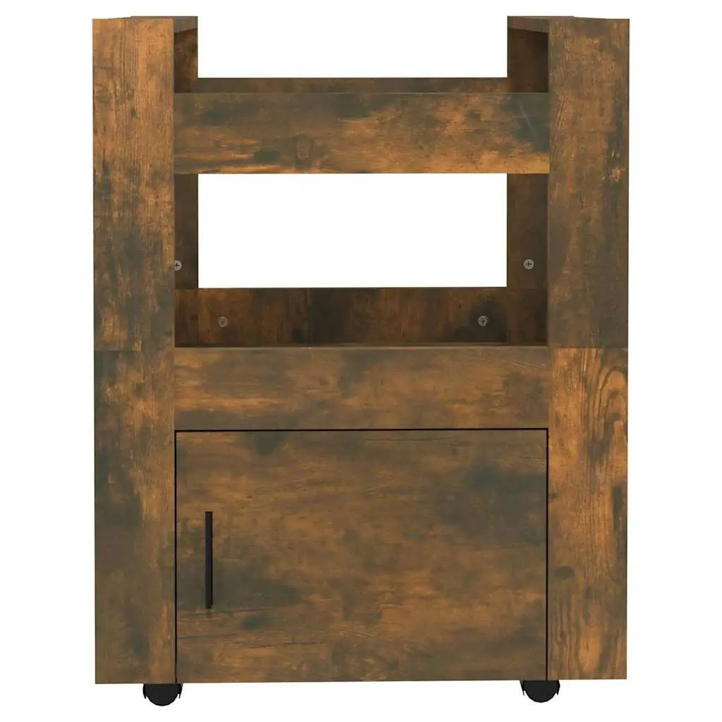 Kitchen Trolley with 2 Shelves Brown Engineered Wood Storage Cart Mobile