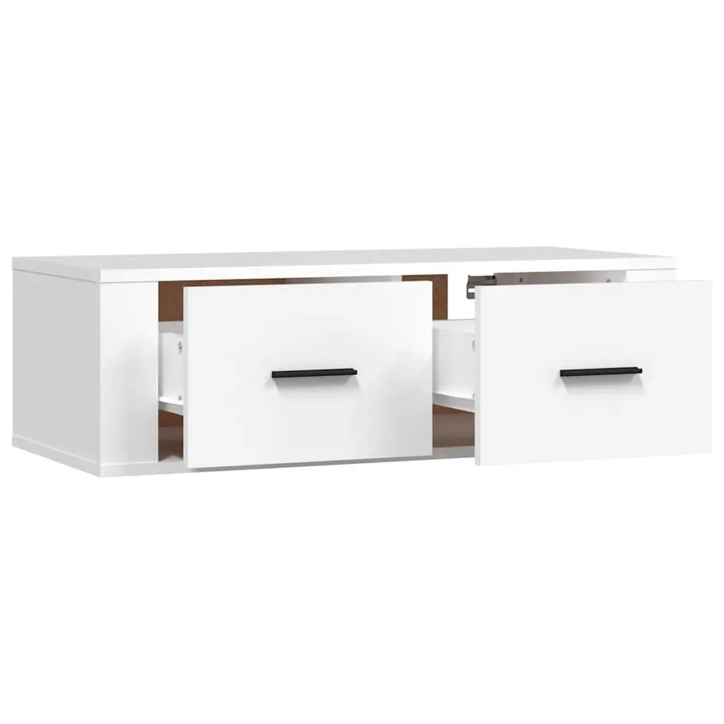 Hanging TV Cabinet Wall-Mounted Media Storage Unit White 80 x 36 x 25 cm