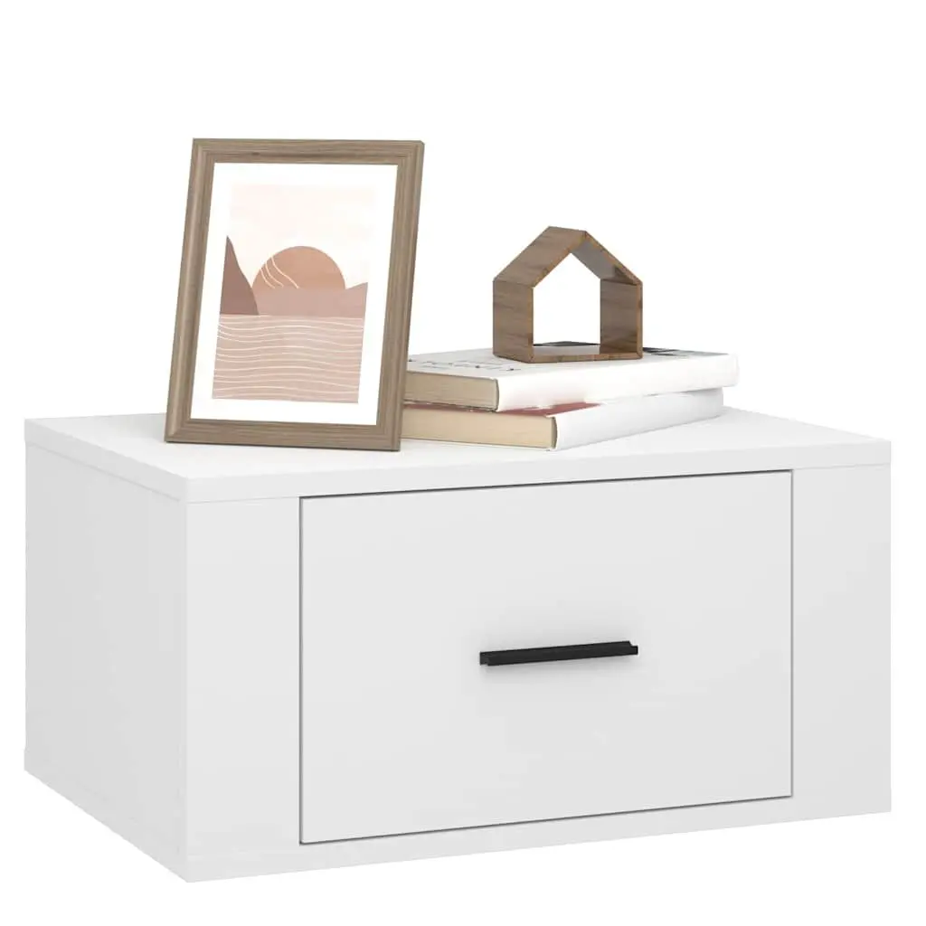 Wall-mounted Bedside Cabinets Bedroom Storage 50x36x25 cm 2 Piece White Floating Organiser
