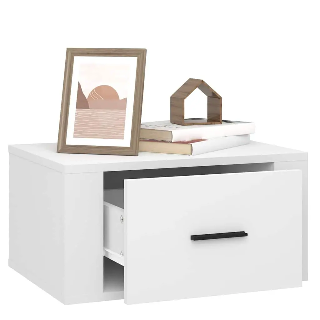 Wall-mounted Bedside Cabinets Bedroom Storage 50x36x25 cm 2 Piece White Floating Organiser