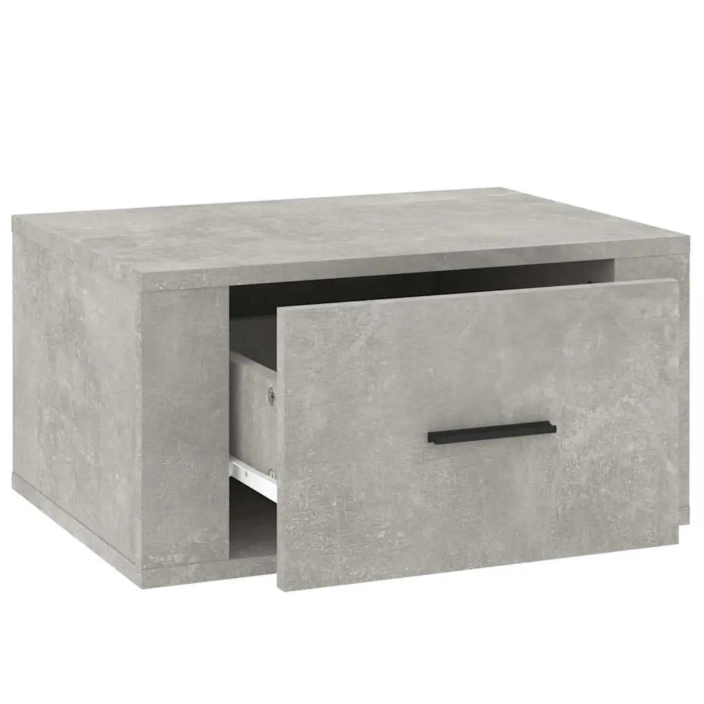 Wall-Mounted Bedside Cabinet Grey Floating Storage Unit Bedroom 50W x 36H x 25D cm