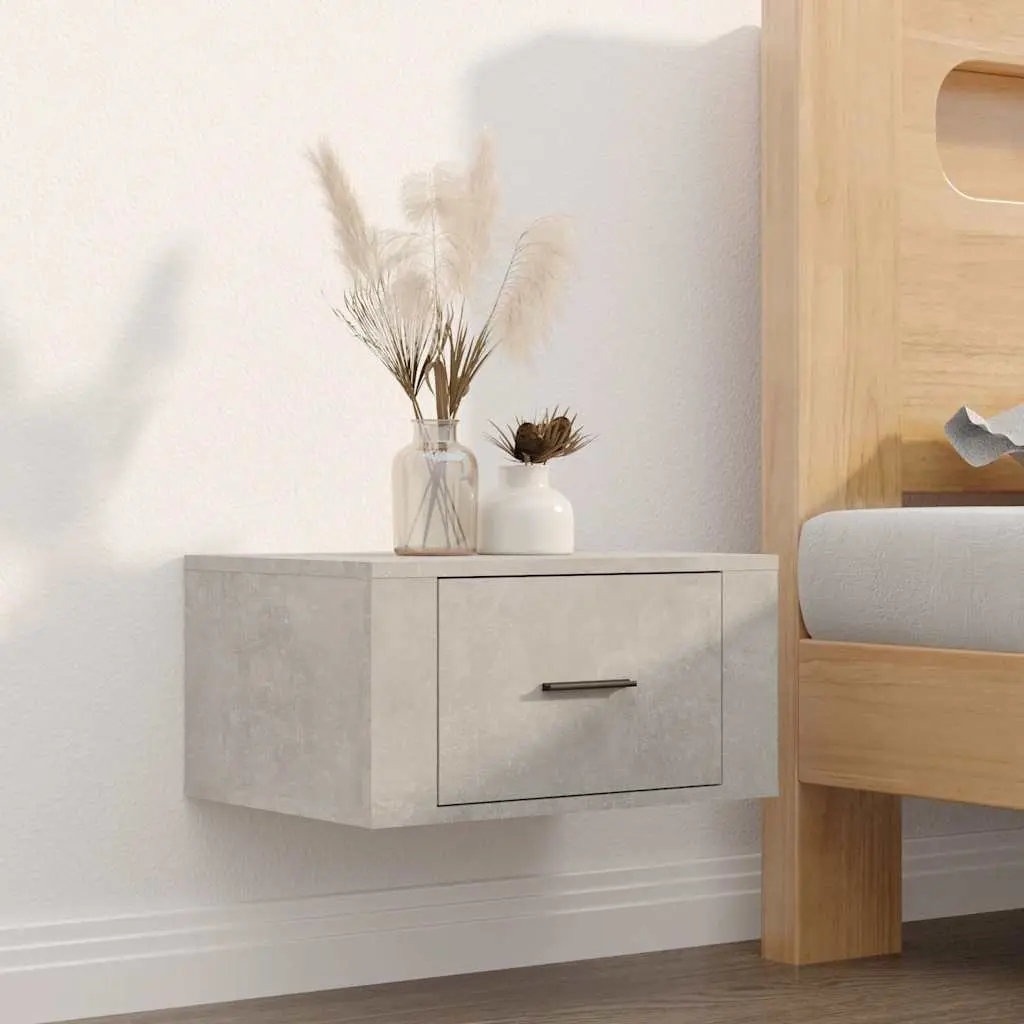 Wall-Mounted Bedside Cabinets Floating Storage Units Grey 50x36x25 cm Pair