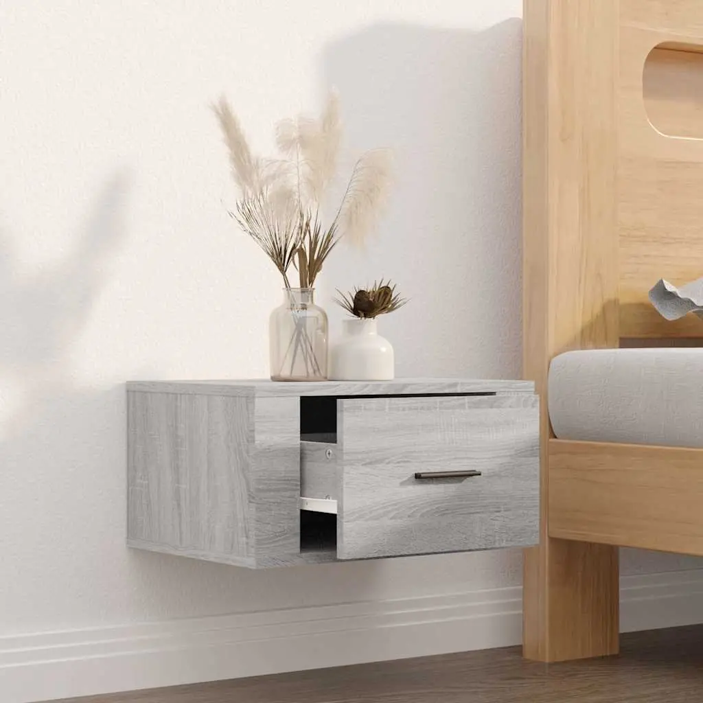 Grey Sonoma Wall-Mounted Bedside Storage Cabinet