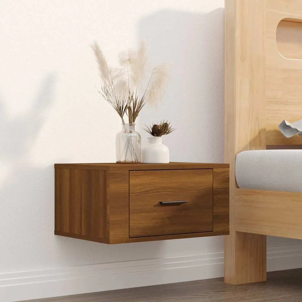 Wall-mounted Bedside Cabinets 2 pcs Brown Oak Floating Storage 50x36x25 cm