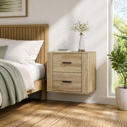 Wall-mounted Bedside Cabinet Brown Storage Floating Bedroom Organiser 50x36x47cm