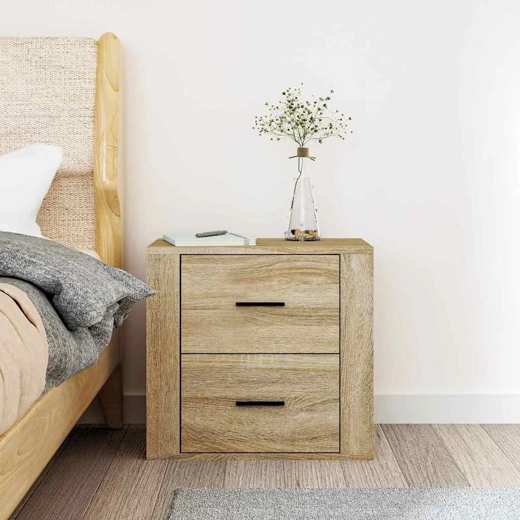 Wall-mounted Bedside Cabinet Brown Storage Floating Bedroom Organiser 50x36x47cm