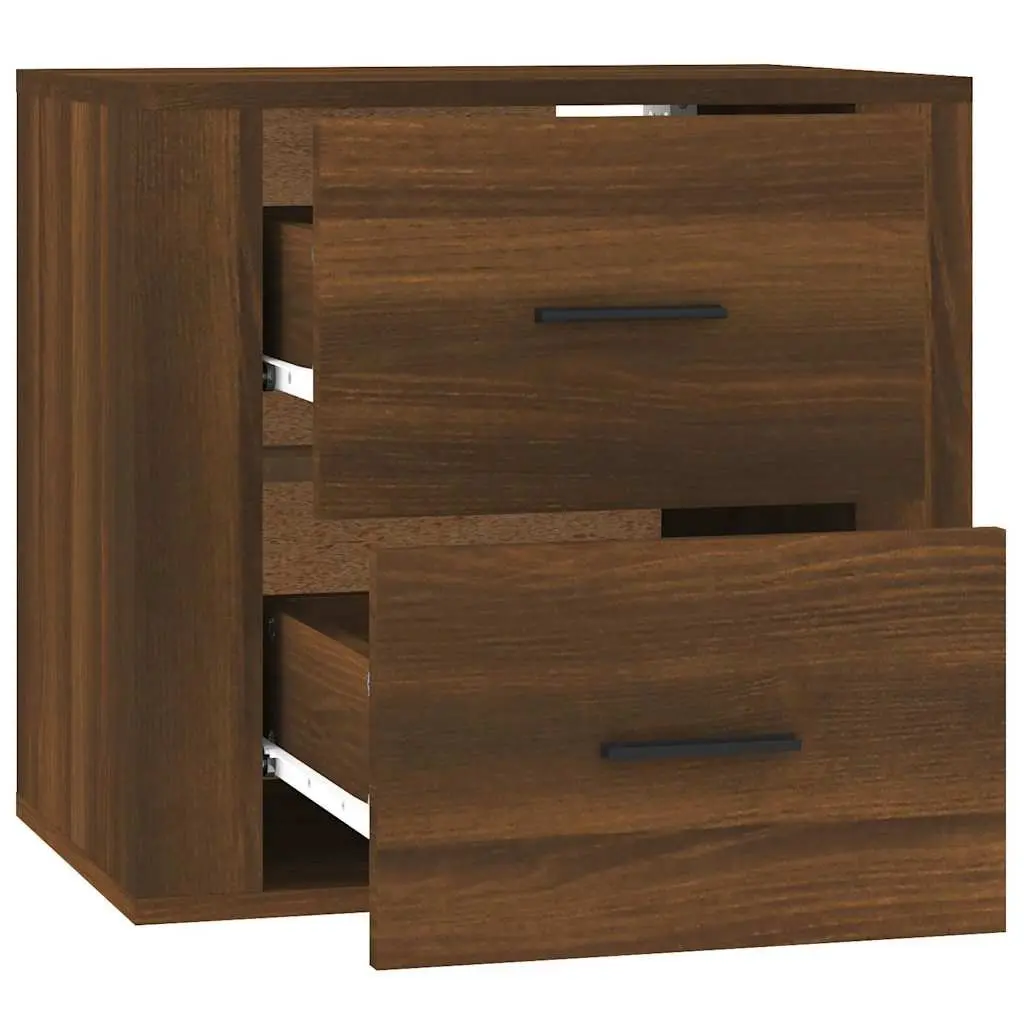 Wall-mounted Bedside Cabinet Brown Oak Storage Floating Bedroom Nightstand