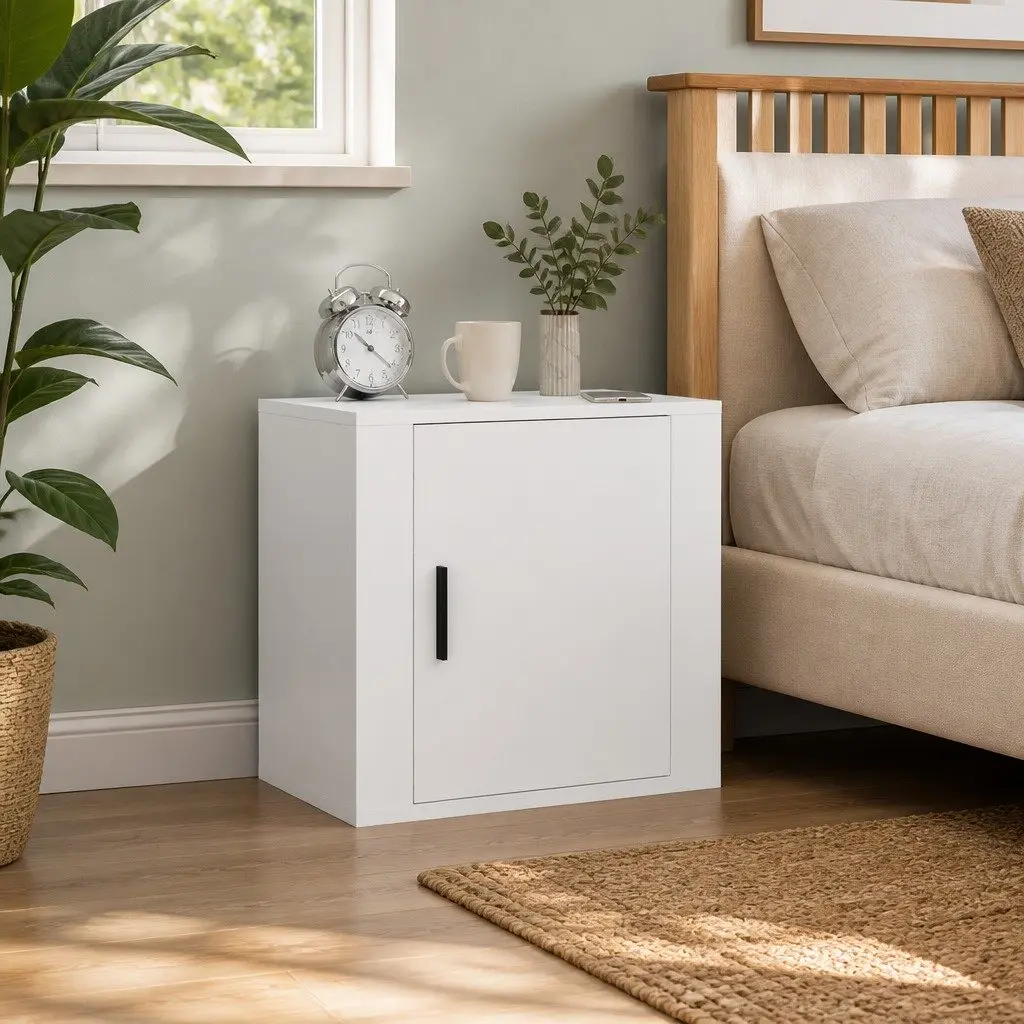 Wall-mounted Bedside Cabinet White Floating Bedside Table 50W x 30D x 47H cm