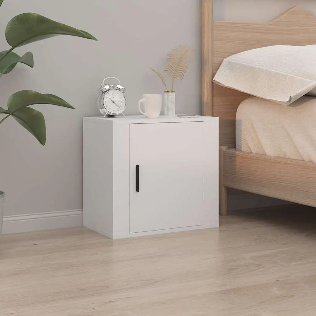 Wall-mounted Bedside Cabinet 2 pcs White Floating Bedroom Storage Organiser