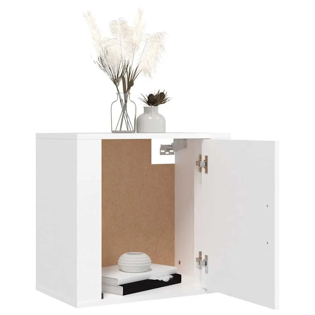 Wall-mounted Bedside Cabinet 2 pcs White Floating Bedroom Storage Organiser