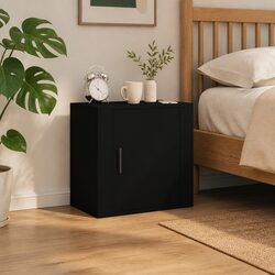 Wall-mounted Bedside Cabinet Black Floating Storage Unit Bedroom Organizer
