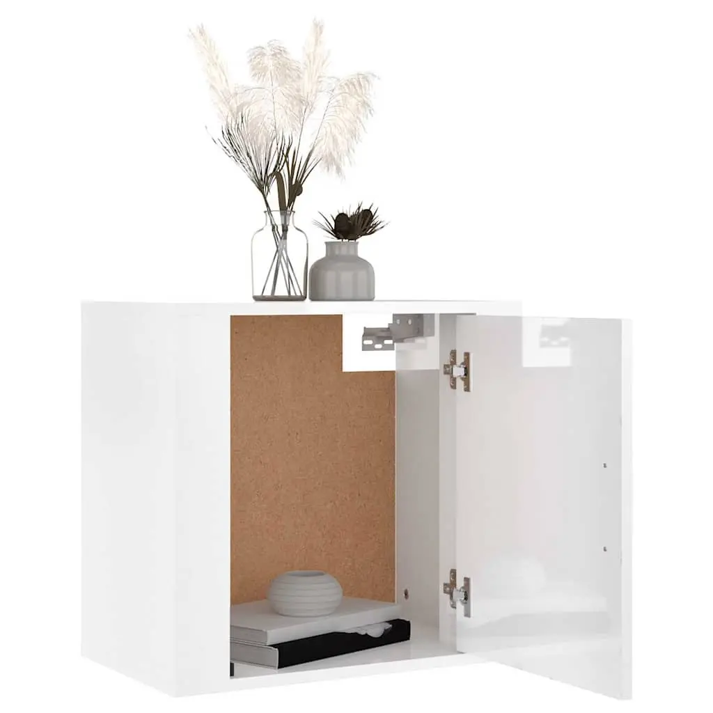 White High Gloss Wall-Mounted Bedside Cabinet