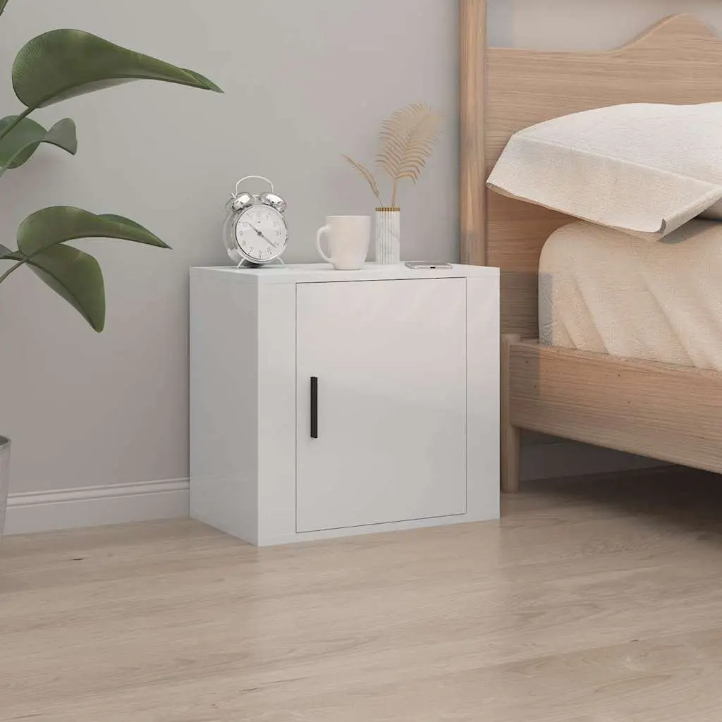 Wall-mounted Bedside Cabinets Bedroom Storage Organiser 50cm x 30cm x 47cm 2 Piece White Floating