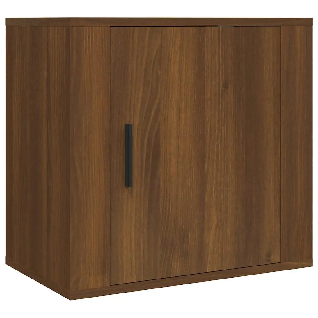 Wall-mounted Bedside Cabinets Bedroom Storage Organiser Brown Oak 2 Piece