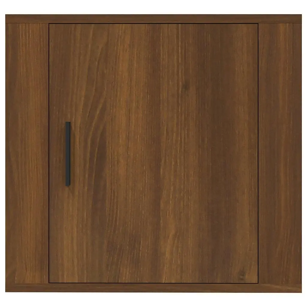 Wall-mounted Bedside Cabinets Bedroom Storage Organiser Brown Oak 2 Piece