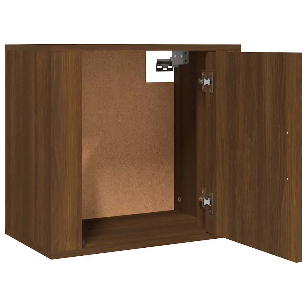 Wall-mounted Bedside Cabinets Bedroom Storage Organiser Brown Oak 2 Piece