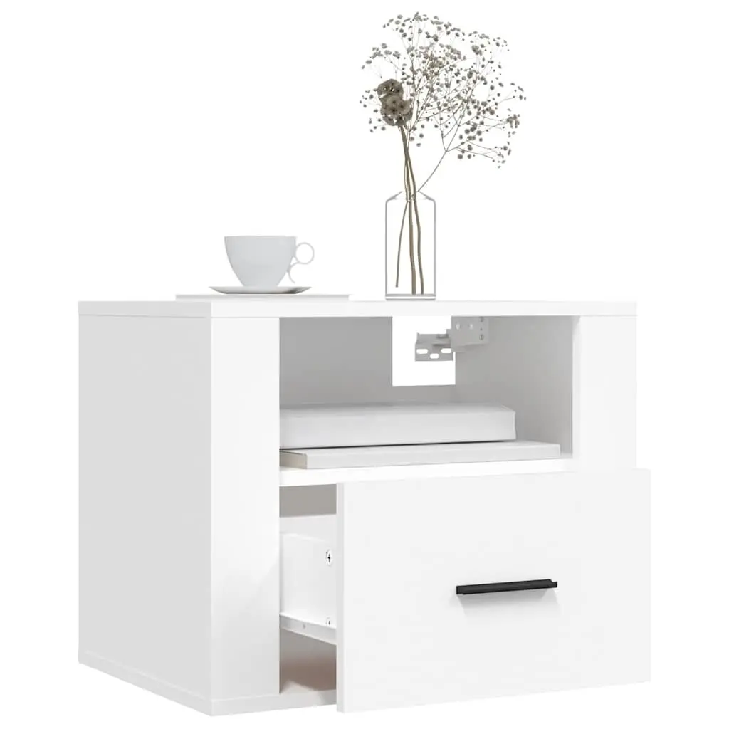Wall-mounted Bedside Cabinet White Floating Bedside Table 50 x 36 x 40 cm