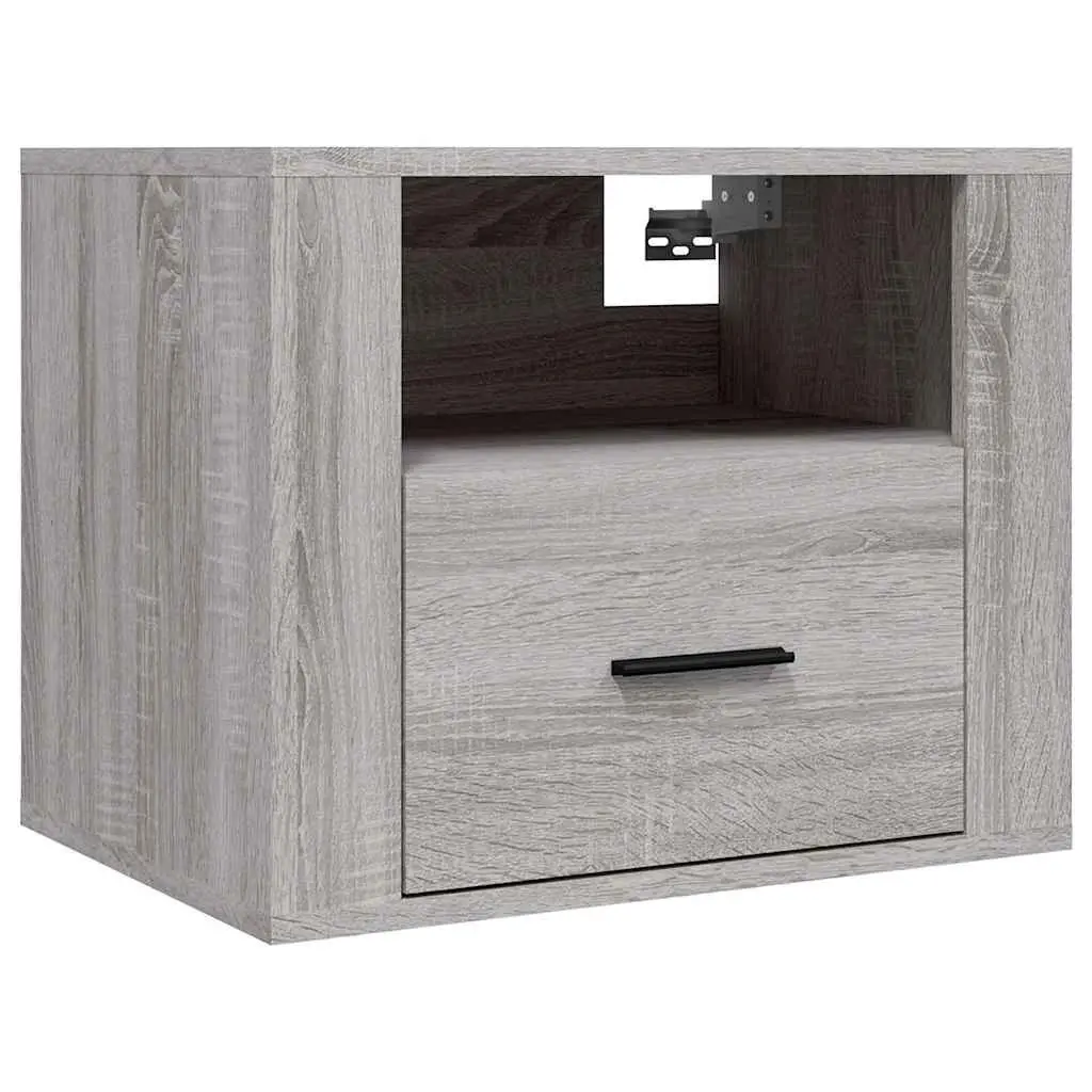 Floating Bedside Cabinets for Bedroom Storage Grey Sonoma 2 Pieces