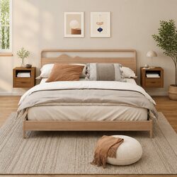 Wall-mounted Bedside Cabinets 2 pcs Brown Floating Storage Organizer Bedroom