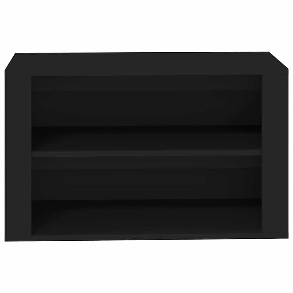 Shoe Rack for Home Organisation Black Engineered Wood 2 Compartment 75W x 35D x 45H cm