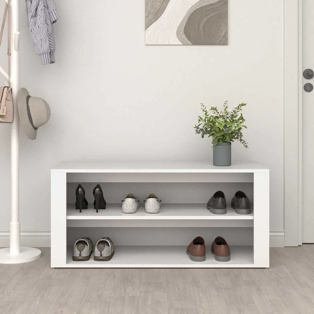 Shoe Rack White 100x35x45 cm Storage Cabinet 2 Compartments Organised Wardrobe