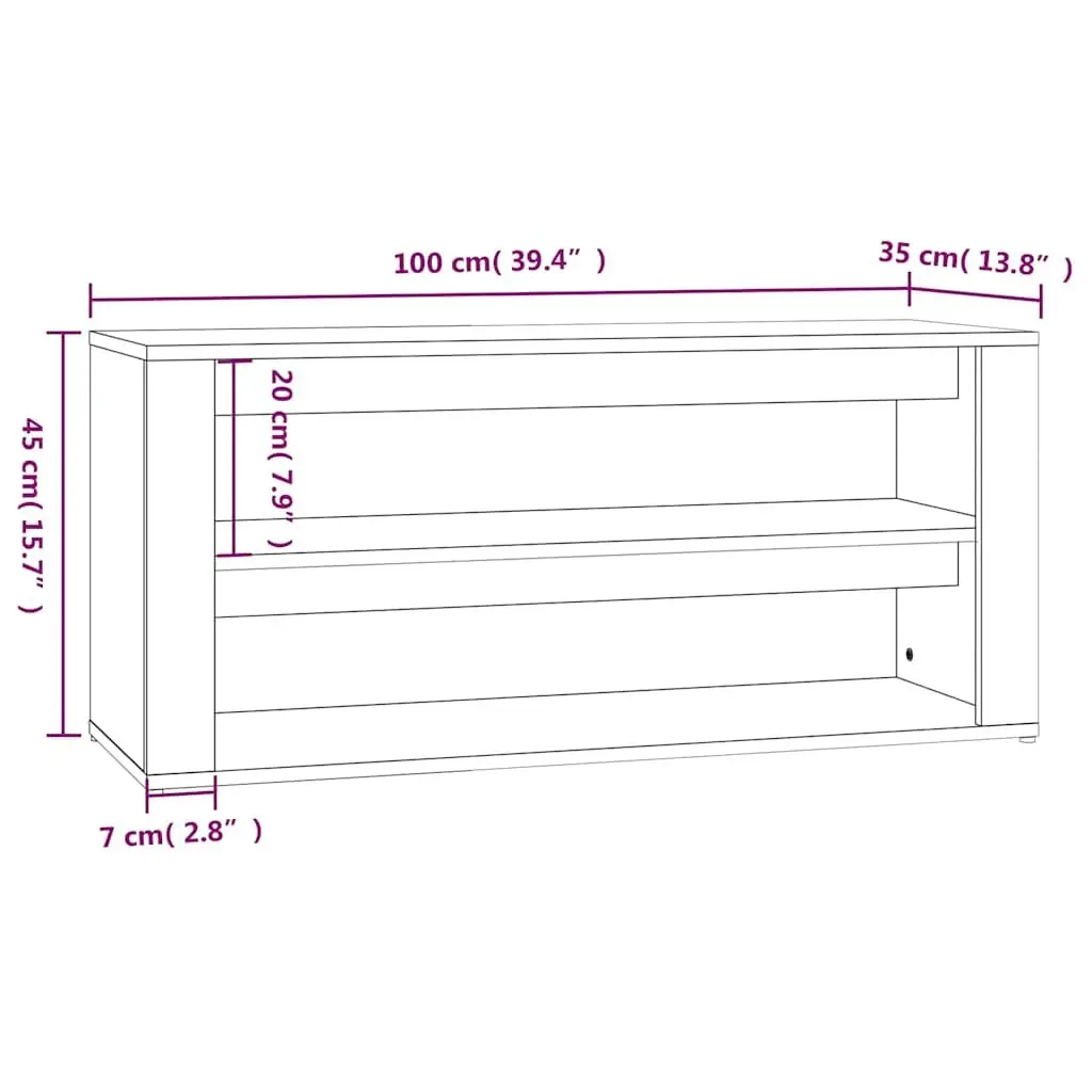Shoe Rack White 100x35x45 cm Storage Cabinet 2 Compartments Organised Wardrobe