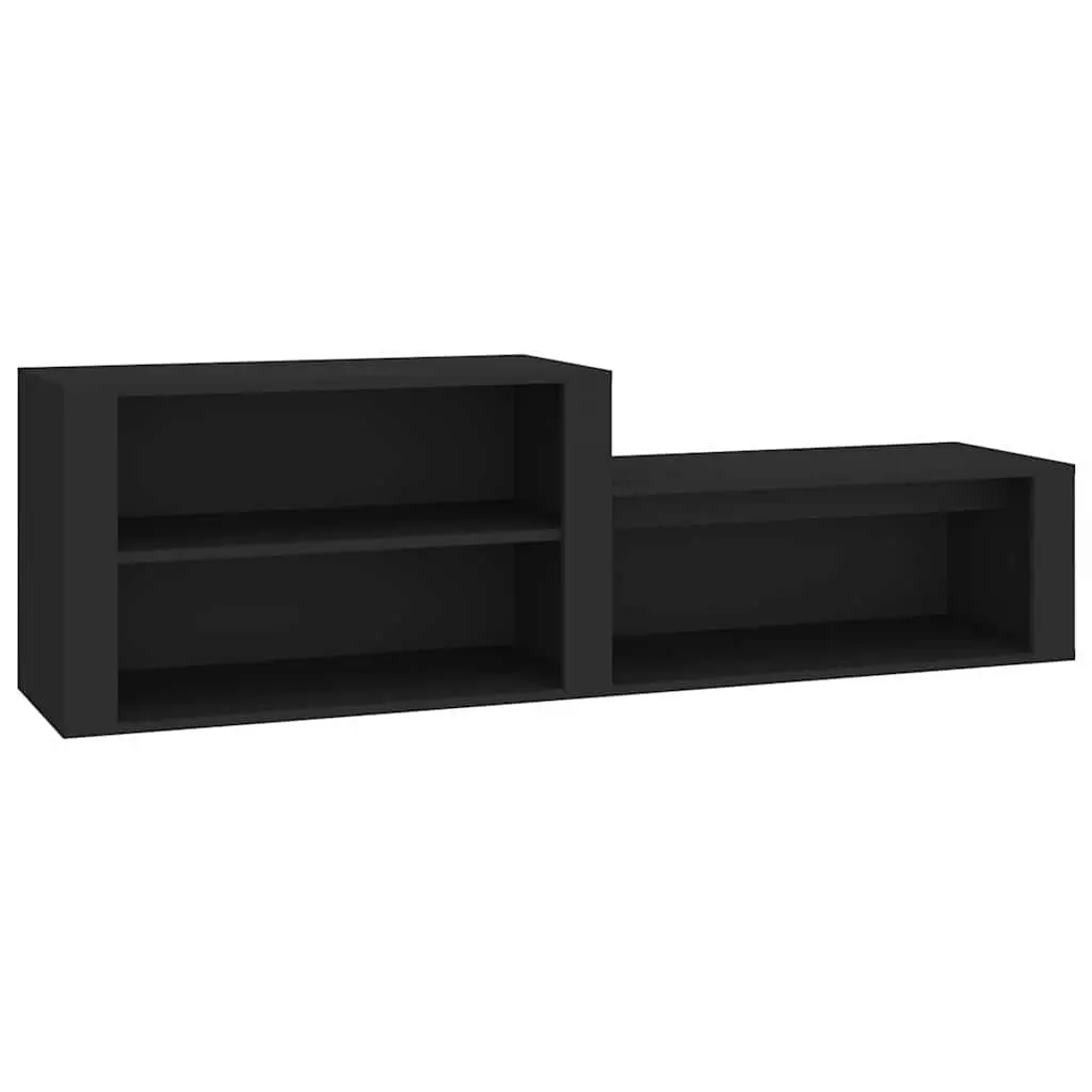 Shoe Cabinet Black Engineered Wood Storage Organiser Hall Entryway 150W x 35D x 45H cm