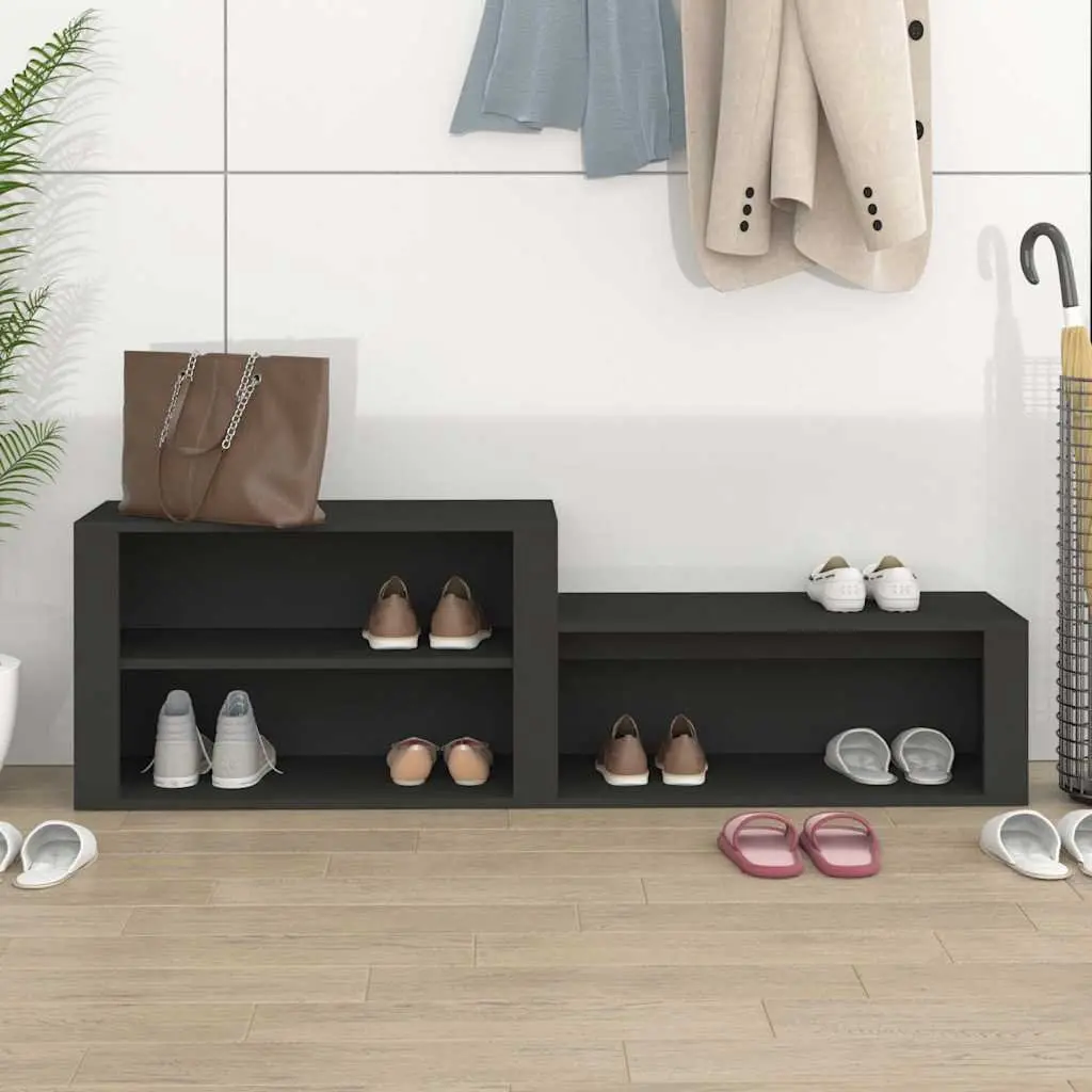 Shoe Cabinet Black Engineered Wood Storage Organiser Hall Entryway 150W x 35D x 45H cm