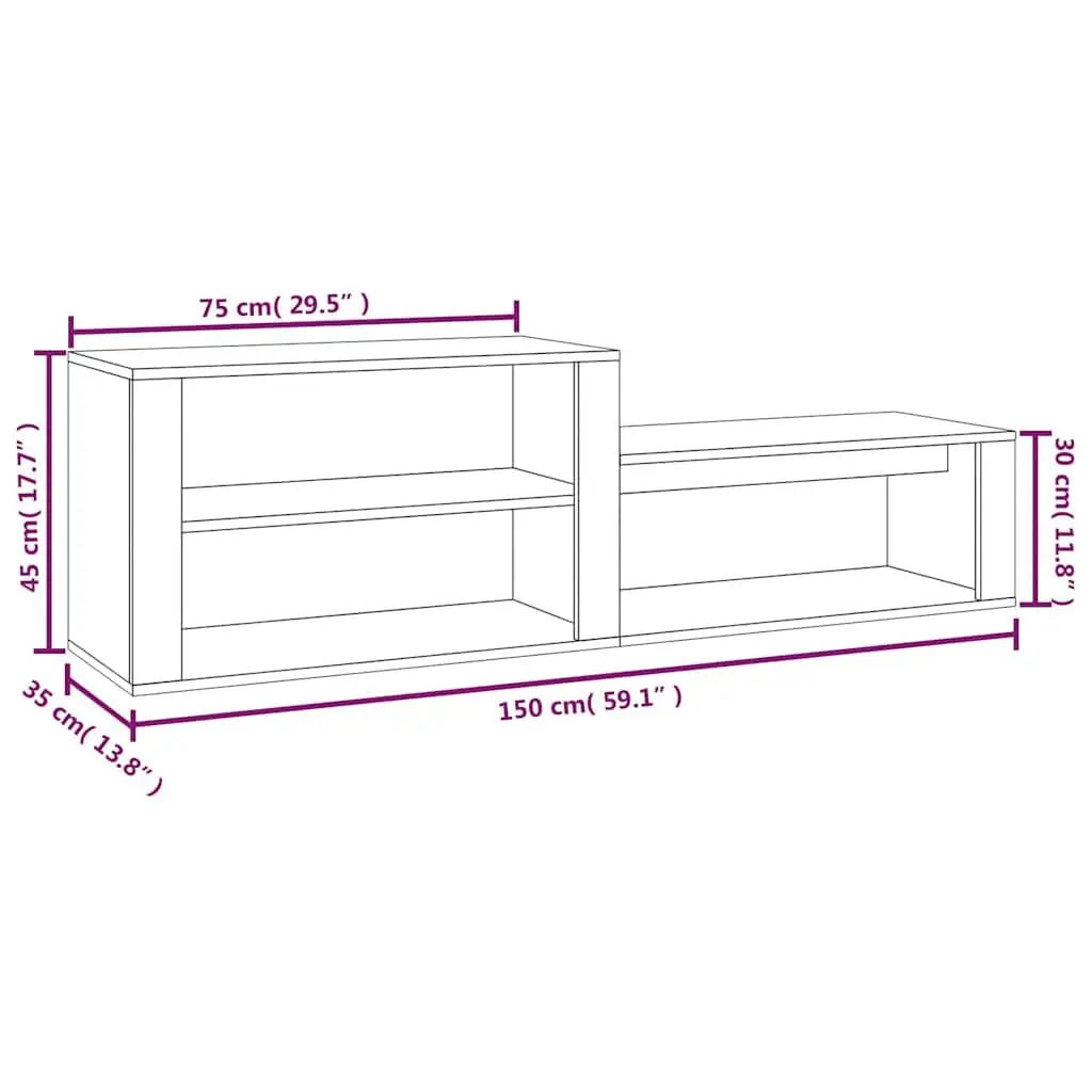 Shoe Cabinet Black Engineered Wood Storage Organiser Hall Entryway 150W x 35D x 45H cm