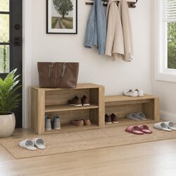 Beige Engineered Wood Shoe Cabinet – 150 x 35 x 45 cm