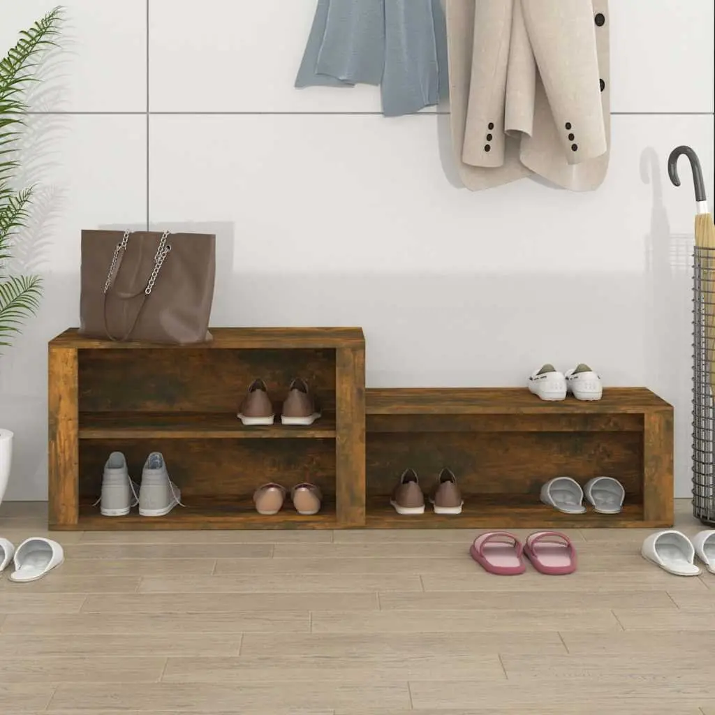 Shoe Cabinet Storage Organiser for Hallway 150W x 35D x 45H cm Brown Engineered Wood