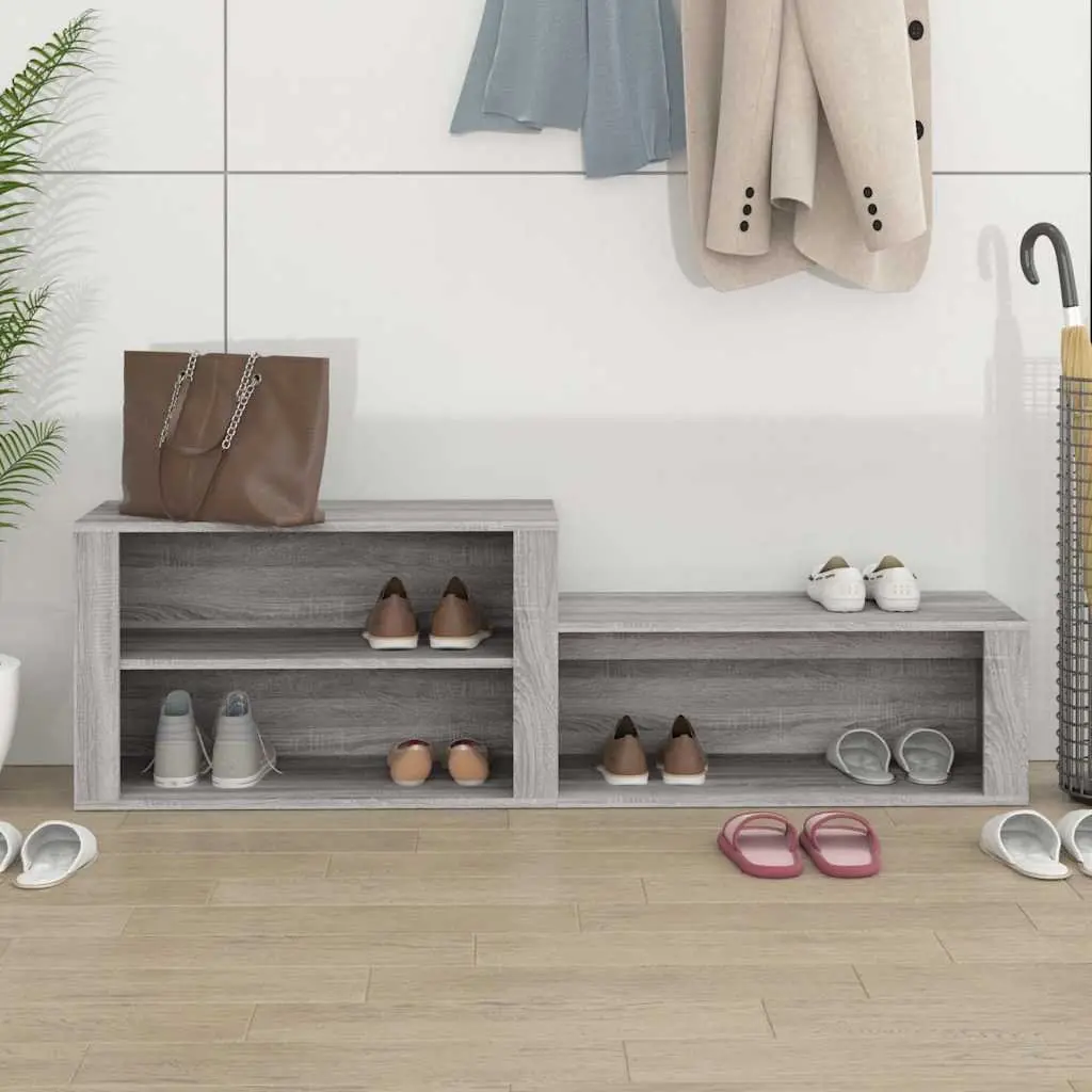 Shoe Cabinet Grey Engineered Wood Storage Rack Organiser Hallway Furniture