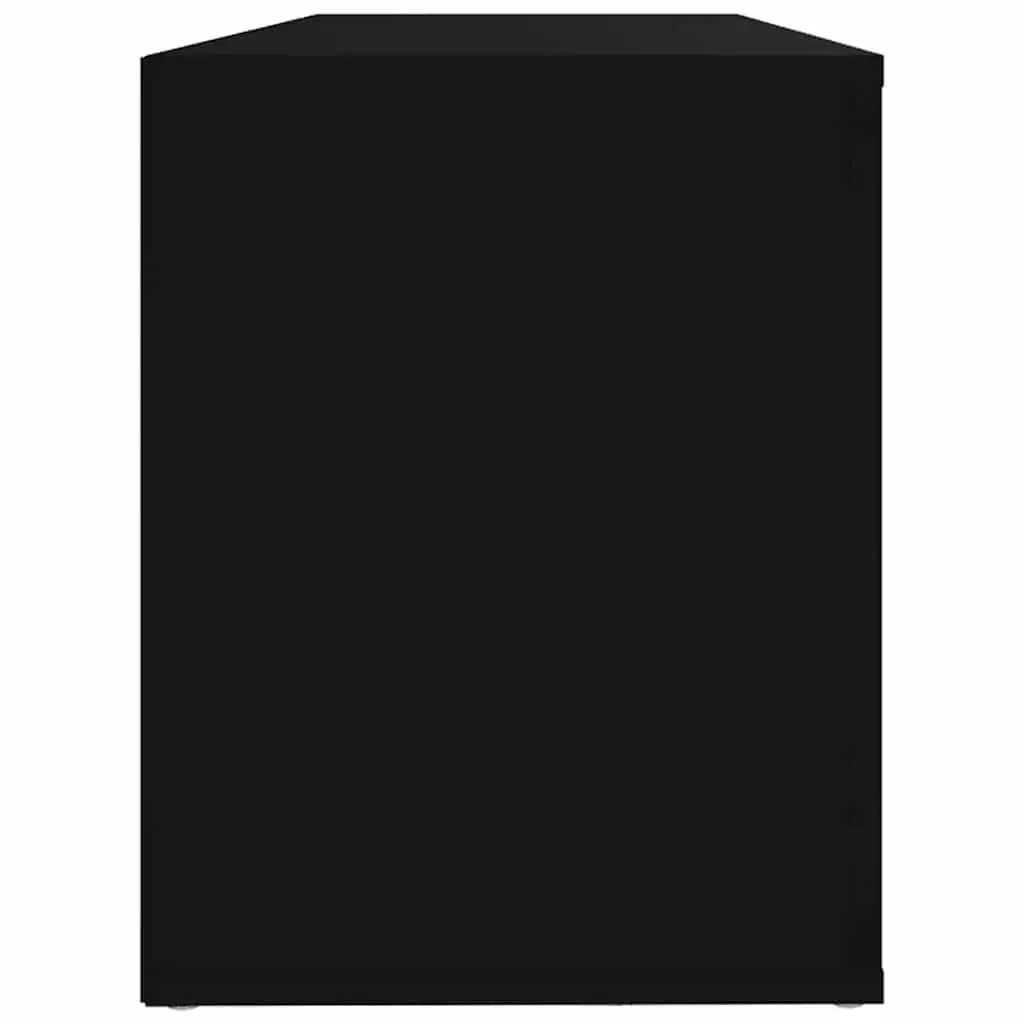 Shoe Cabinet Black Storage Organiser Engineered Wood Entryway Hallway Furniture
