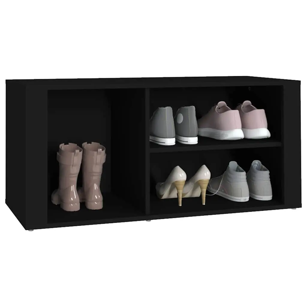 Shoe Cabinet Black Storage Organiser Engineered Wood Entryway Hallway Furniture