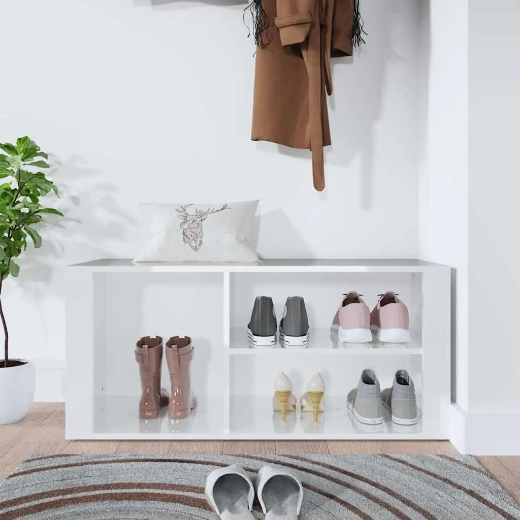Shoe Cabinet White High Gloss Storage Organiser Hall 100 x 35 x 45 cm