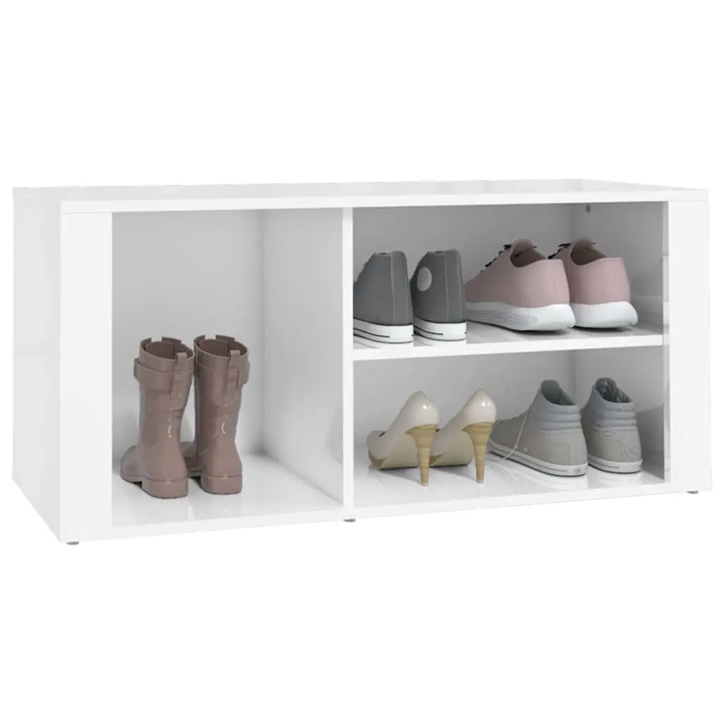 Shoe Cabinet White High Gloss Storage Organiser Hall 100 x 35 x 45 cm