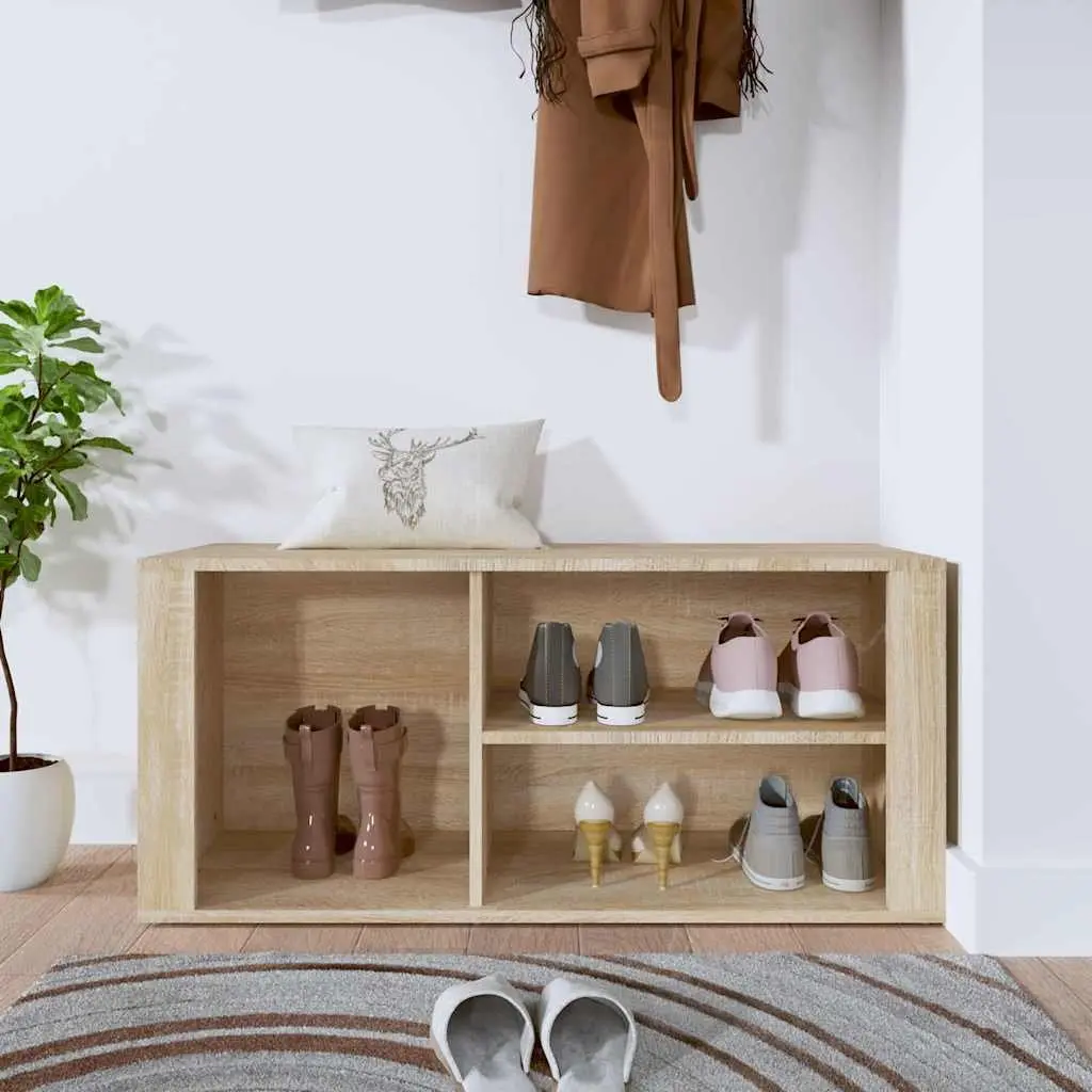 Shoe Cabinet Storage Organiser Beige Engineered Wood Hallway 100 x 35 x 45 cm