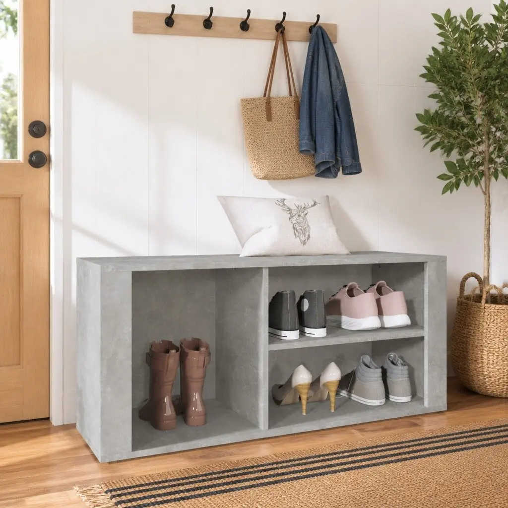 Grey Shoe Cabinet Storage Organiser Engineered Wood Hall Wardrobe Rack