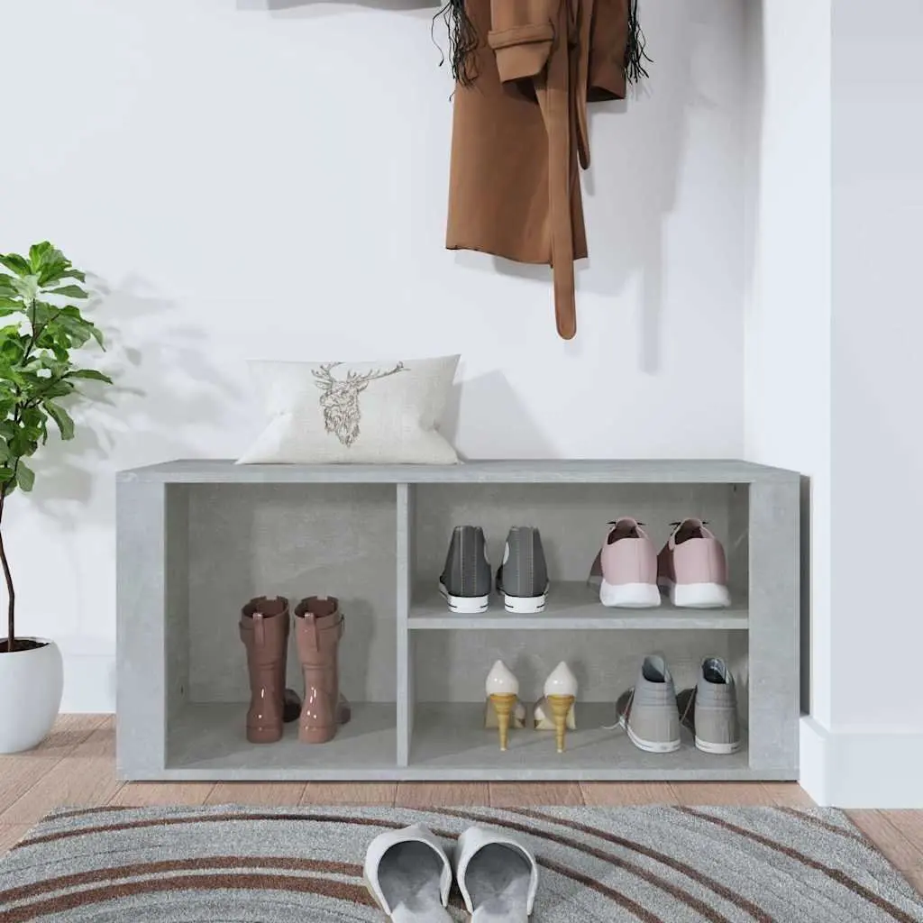 Grey Shoe Cabinet Storage Organiser Engineered Wood Hall Wardrobe Rack