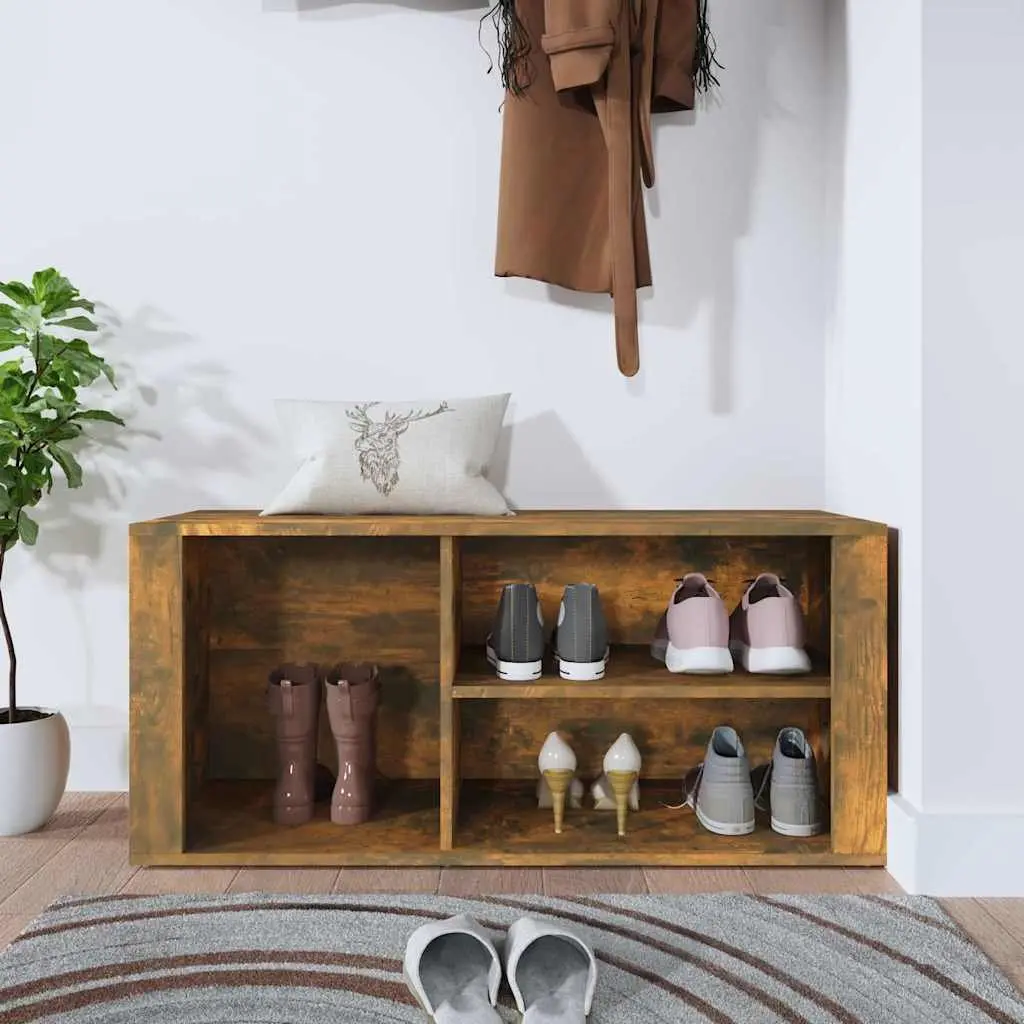 Shoe Cabinet Storage Organiser for Hall Entryway Brown Engineered Wood 100 x 35 x 45 cm