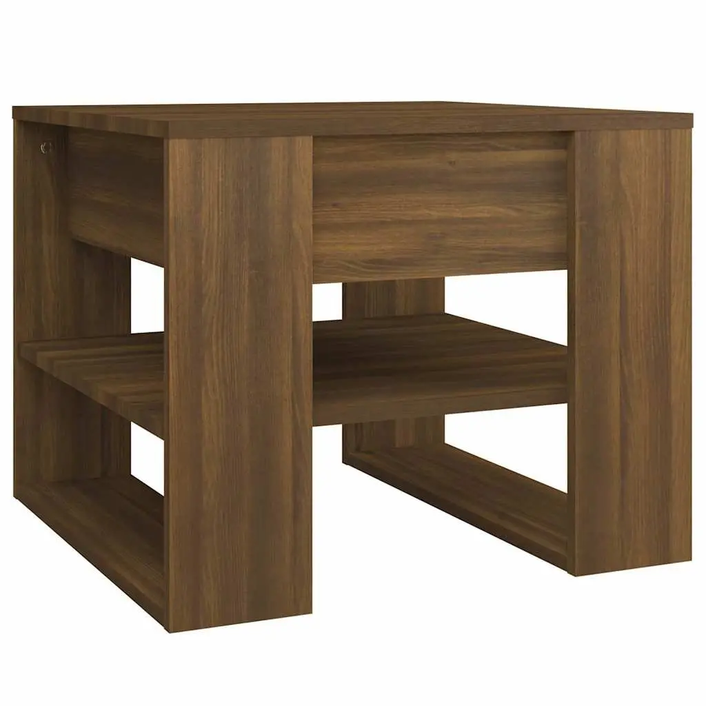 Coffee Table Living Room Brown Engineered Wood Storage Shelf 55.5 x 55 x 45 cm