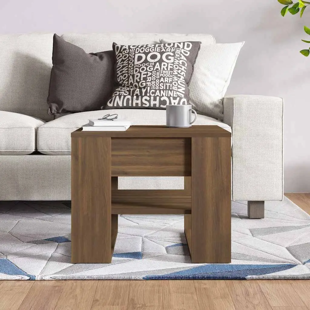 Coffee Table Living Room Brown Engineered Wood Storage Shelf 55.5 x 55 x 45 cm