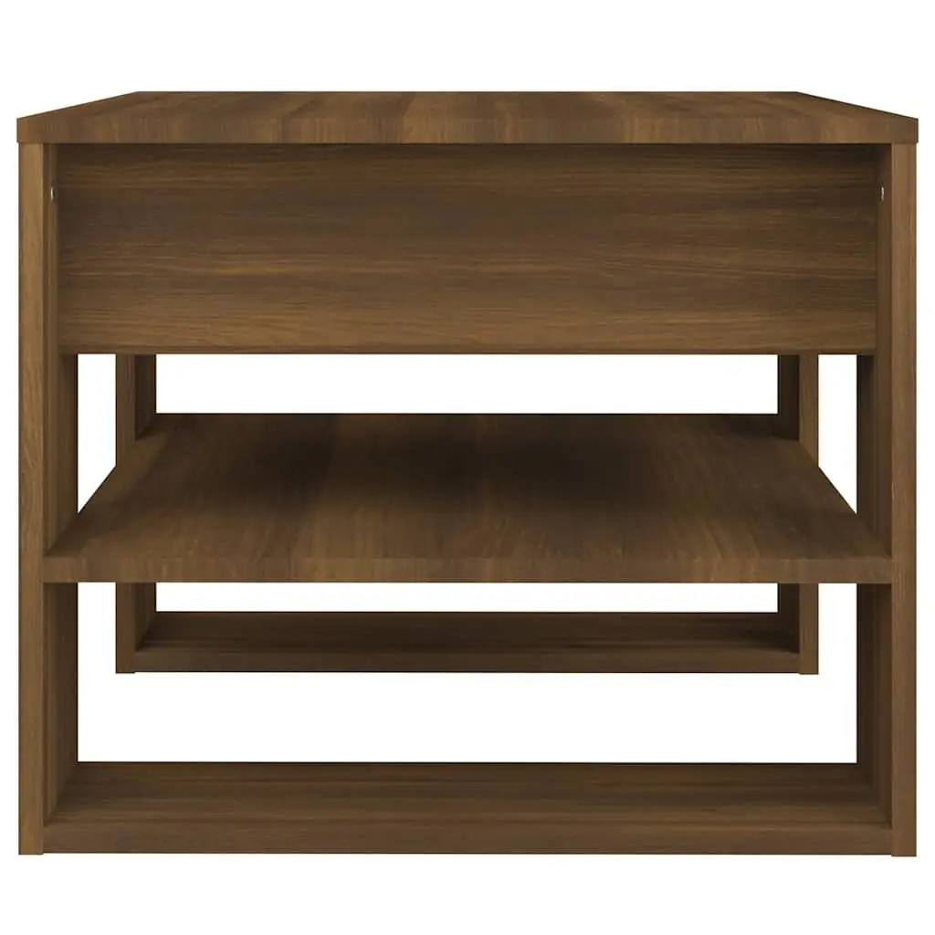 Coffee Table Living Room Brown Engineered Wood Storage Shelf 55.5 x 55 x 45 cm