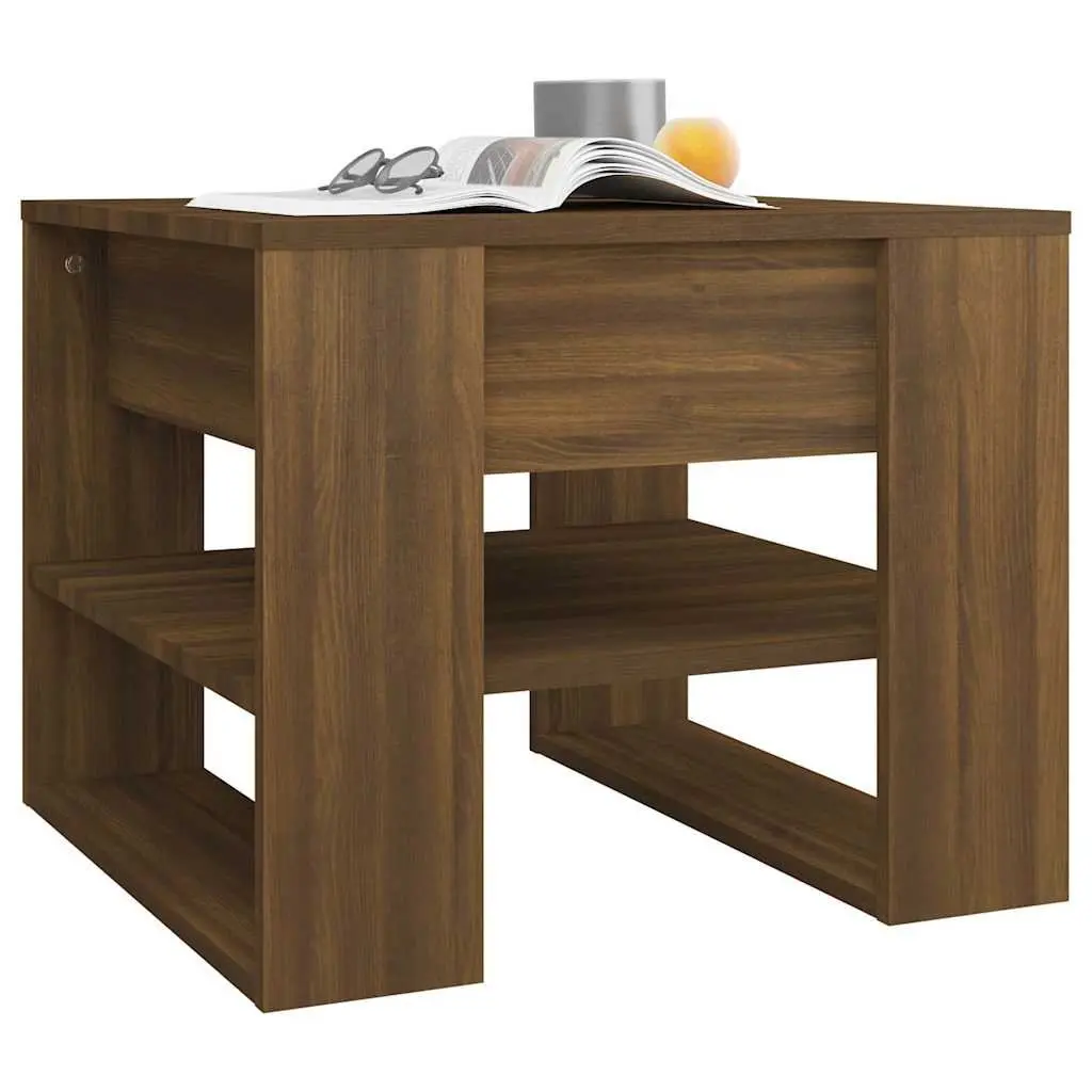 Coffee Table Living Room Brown Engineered Wood Storage Shelf 55.5 x 55 x 45 cm