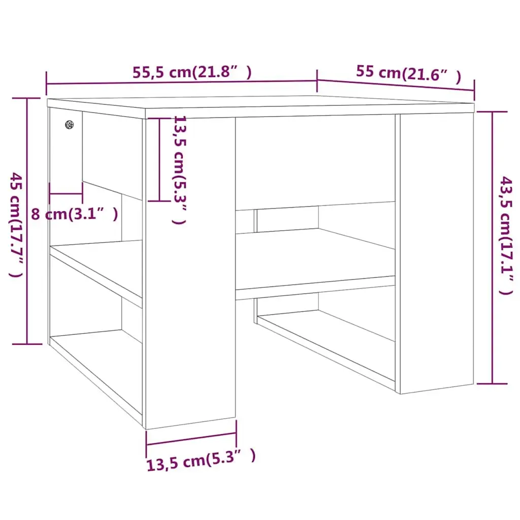 Coffee Table Living Room Brown Engineered Wood Storage Shelf 55.5 x 55 x 45 cm