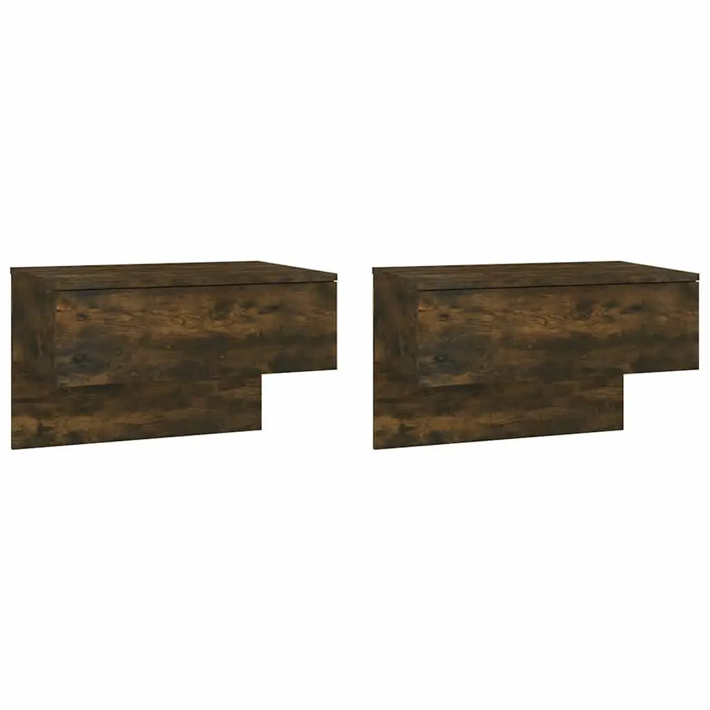 Wall-mounted Bedside Cabinets Set of 2 Floating Storage Shelves Brown